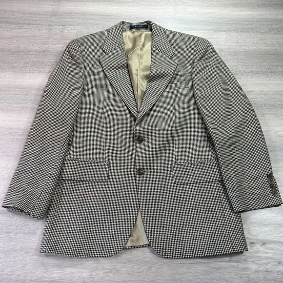 Ralph Lauren RRL Blazer Mens 44R Brown Houndstooth Wool Sport Coat Suit Jacket
